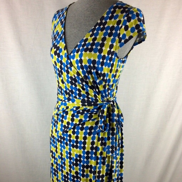 Ann Taylor Dresses & Skirts - Polka Dot, Blue Green, Full Wrap Dress, Tie Waist